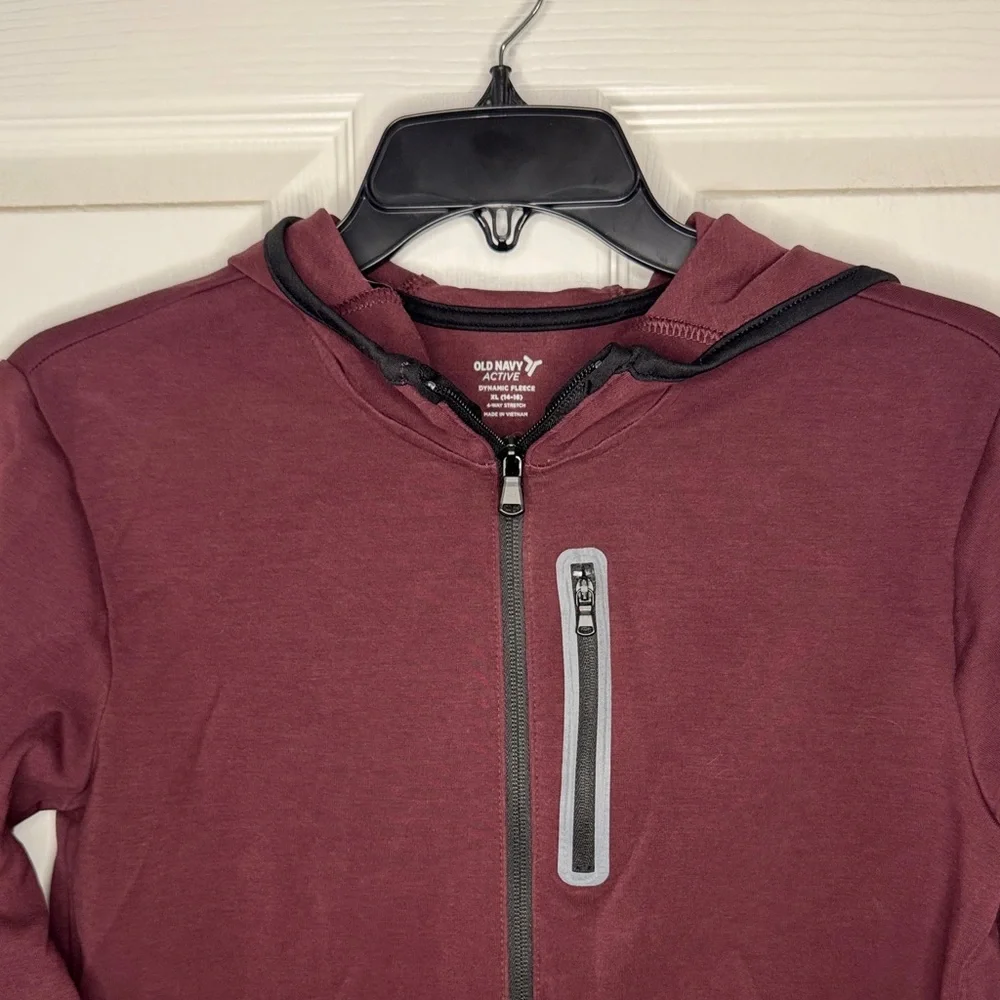 NWOT Old Navy Boys Burgundy Zip-Up Active Sweatshirt